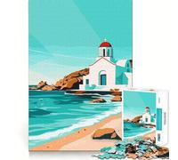 1000-piece Puzzle for Adults Mykonos Greece By Sea Fine Joint Fun Smart Challenge Fun Quiet Game Time Birthday Hobby Gift (38x52cm)
