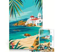 1000-piece Puzzle for Adults Mykonos Greece Travel Art Fine Joint Fun Smart Challenge Fun Quiet Game Time Birthday Hobby Gift (38x26cm)