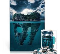 1000 Piece Puzzle For Adults Mystery Island Dinosaur Made of cardboard for 14+ Hands-on Game gifts for friends and family。size：26x38cm/10.24x14.96inch