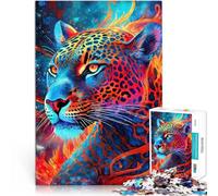 1000-piece puzzle for adults Mystical Neon Jaguar Made of cardboard for age 14+ fun games for families Difficult Hard Gifts for Women Men 。size:26x38cm/10.24x14.96inch