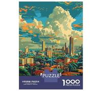 1000 Piece Puzzle for Adults, Nairobi Skyline Illustration Artwork, Creative Leisure Activity, Seasonal Gift Choice, Precision Cut Pieces, 52x38cm/1000pcs