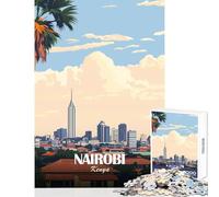 1000-piece Puzzle for Adults Nairobi Skyline Poster Jigsaw Puzzles for Adults But Fun And Humorous Help The Brain Exercise Gifts for Friends And Family (50x75cm)