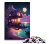 1000 Piece Puzzle For Adults Neon Beach House Jigsaw for Adults Puzzle Wood Jigsaw Educational Toys Size 50x75cm