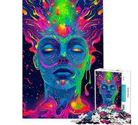 1000 Piece Puzzle For Adults Neon Cosmic Face Jigsaw Puzzle Hands-on Game Hand Speed Race Deal As Gifts for The Whole Family (size 38x26cm)
