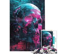 1000-piece Puzzle for Adults Neon Skull Circuitry Help The Brain Exercise Difficult Challenge Relaxing Games for 14+ Puzzle Game Offered (38x52cm)