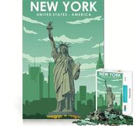 1000 Piece Puzzle For Adults New York Travel Poster Neat Edge Decor Brain Activity Fun Easy Time Fun Birthday Mind Gift (38x26cm)