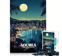 1000-piece Puzzle for Adults Noumea, New Caledonia Nightscape Illustration Fine Joint Fun Smart Challenge Fun Quiet Game Time Birthday Hobby Gift (38x26cm)