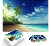 1000 Piece Puzzle For Adults Ocean Tropical Beach Sand Made of cardboard，for 14+ Vacation at home: killing time Gifts Ideas。size：26x38cm/10.24x14.96inch