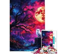 1000-piece Puzzle for Adults Owl Under Blood Moon Puzzles for Teenagers Staycation Kill Time Help The Brain Exercise Unique Birthday And Gifts (Size 38x52cm)