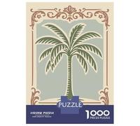 1000 Piece Puzzle for Adults, Palm Tree in Decorative Frame Artwork, Creative Leisure Activity, Winter Indoor Entertainment, Durable Puzzle Pieces, 38x26cm/1000pcs