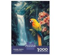 1000 Piece Puzzle for Adults, Parrot in Tropical Waterfall Paradise Artwork, Indoor Entertainment, for Puzzle Lovers, Pieces, 38x26cm/1000pcs