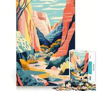 1000 Piece Puzzle For Adults Pastel Sedona Canyon Landscape Minimalist Art Illustration Smooth Joint Fun Logic Puzzle Play Casual Game Time Xmas Scene Art (38x52cm)