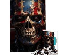 1000-piece Puzzle for Adults Patriotism Skull Educational Challenge Presents for Women Hands-on Game for Ages 14 And over (50X75CM)