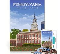 1000 Piece Puzzle For Adults Pennsylvania Travel Art Smooth Joint Fun Logic Puzzle Play Casual Game Time Xmas Scene Art (50x75cm)