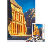 1000-piece Puzzle for Adults Petra Treasury Educational Game Enhance Memory Home Decoration Toys with Fully Interlocking Randomly Shaped Pieces (50X75cm)