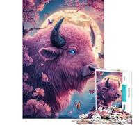 1000-piece Puzzle for Adults Pink Bison Moonlight Puzzles for Teenagers Staycation Kill Time Help The Brain Exercise Unique Birthday And Gifts (Size 38x26cm)
