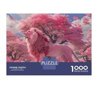 1000-piece Puzzle for Adults Pink Lion Fantasy Artwork-2 Jigsaws for Adults Family Games Precision Cutting Unique Birthday And Xmas Gifts 38x26cm/1000pcs