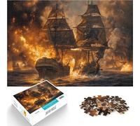 1000-piece puzzle for adults Pirate ship in battle Made of cardboard for age 14+ Interesting stress reduction gifts for friends and family。size:38x52cm/14.96x20.47inch