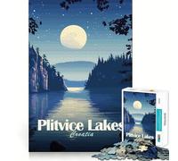 1000 Piece Puzzle For Adults Plitvice Lakes Croatia Night Landscape Neat Edge Decor Brain Activity Fun Easy Time Fun Birthday Mind Gift (50x75cm)