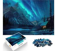 1000 Piece Puzzle For Adults Polar Lights at Mountains Made of cardboard for 14+ Train your brain and your hands Christmas game Gifts 。size:26x38cm/10.24x14.96inch