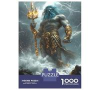 1000-piece Puzzle for Adults Poseidon, Lord of The Deep - Divine Storm And Lightning Fantasy Art Jigsaws for Adults Family Games Precision Cutting Unique Birthday And Xmas Gifts 70x50cm/1000pcs