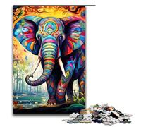 1000 Piece Puzzle for Adults Psychedelic Elephant Jigsaw for Educational Game Challenge Toy Artwork Gift 75x50cm