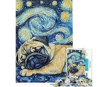 1000 Piece Puzzle For Adults Pug Puppy Sleeping Night Jigsaw Puzzle Hands-on Game Hand Speed Race Deal As Gifts for The Whole Family (size 38x52cm)