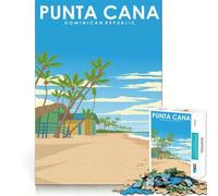 1000-piece Puzzle for Adults Punta Cana Beach Travel Poster Fine Joint Fun Smart Challenge Fun Quiet Game Time Birthday Hobby Gift (50x75cm)