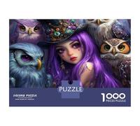 1000-piece Puzzle for Adults Purple Hair Witch with Owls Jigsaw for Adults Anti-Stress Toys Difficult Challenge Unique Birthday And Xmas Gifts 38x26cm/1000pcs