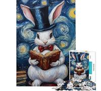 1000 Piece Puzzle For Adults Rabbit in Top Hat Reads Book Impossible Game Addictive Toys to Cultivate Patience Gifts for Women Men Pattern Assembly (size 75x50cm)