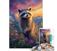 1000-piece Puzzle for Adults Raccoon in Bloom Puzzles for Teenagers Staycation Kill Time Help The Brain Exercise Unique Birthday And Gifts (Size 38x26cm)