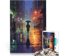 1000 Piece Puzzle For Adults Rain City Pixel 16bit Art Spiele Spielzeug Geschenk Verbessern Sie das Gedächtnis52x38cm