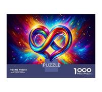 1000-piece Puzzle for Adults Rainbow Heart Infinity Symbol Jigsaw for Adults Anti-Stress Toys Difficult Challenge Unique Birthday And Xmas Gifts 70x50cm/1000pcs