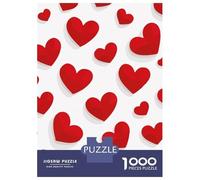1000 Piece Puzzle for Adults, Red Hearts Pattern Artwork, Creative Leisure Activity, Seasonal Gift Choice, Precision Cut Pieces, 52x38cm/1000pcs