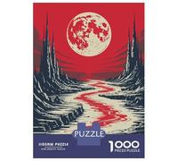 1000-piece Puzzle for Adults Red Moon Fantasy Landscape Jigsaws for Adults Family Games Precision Cutting Unique Birthday And Xmas Gifts 70x50cm/1000pcs