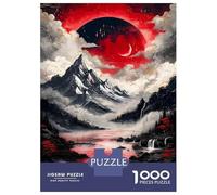 1000-piece Puzzle for Adults Red Moon Mountain Landscape Jigsaws for Adults Family Games Precision Cutting Unique Birthday And Xmas Gifts 70x50cm/1000pcs