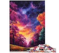 1000 Piece Puzzle For Adults Red Skies Forest Challenging Game Puzzles 26x38cm Suitable for desktop decoration for teenager Age 14+