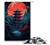 1000 Piece Puzzle For Adults Red Temple And Darkness of The Moon Game Puzzles for Is Ideal As A Gift for The Whole Family 75x50cm