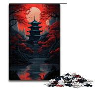 1000 Piece Puzzle For Adults Red Temple And Darkness of The Moon Game Puzzles for Is Ideal As A Gift for The Whole Family 75x50cm