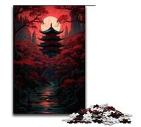 1000 Piece Puzzle for Adults Red Temple And Darkness of The Moon Jigsaw for Educational Game Challenge Toy Artwork Gift 75x50cm