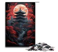 1000 Piece Puzzle for Adults Red Temple And Darkness of The Moon Jigsaw for Educational Game Challenge Toy Artwork Gift 75x50cm