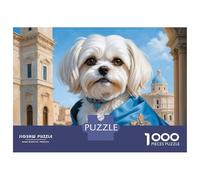 1000-piece Puzzle for Adults Regal Maltese Dog Portrait Puzzles for Adults Toy Wall Decor Home Decoration Unique Birthday And Xmas Gifts 38x26cm/1000pcs