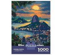 1000 Piece Puzzle for Adults, Rio De Janeiro Sunset Artwork, Mindfulness Activity, Winter Indoor Entertainment, Precision Cut Pieces, 38x26cm/1000pcs