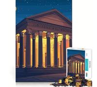 1000 Piece Puzzle For Adults Roman Temple at Night Neat Edge Decor Brain Activity Fun Easy Time Fun Birthday Mind Gift (50x75cm)