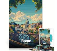 1000-piece Puzzle for Adults Rome Cityscape Poster Premium Cut Fun Brain Boosting Play Chill Game Play Christmas Calm Gift (50x75cm)