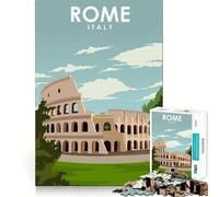 1000-piece Puzzle for Adults Rome Italy Travel Poster Premium Cut Fun Brain Boosting Play Chill Game Play Christmas Calm Gift (50x75cm)