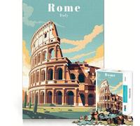 1000-piece Puzzle for Adults Rome Italy Travel Poster Premium Cut Fun Brain Boosting Play Chill Game Play Christmas Calm Gift (38x26cm)
