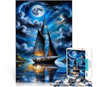 1000 Piece Puzzle For Adults Sailing Under the Moon Dekomprimierendes intellektuelles Lernspielzeug Ein Kunstwerk38x26cm