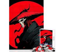 1000-piece Puzzle for Adults Samurai Skull with Red Sun Puzzles for Teenagers Staycation Kill Time Help The Brain Exercise Unique Birthday And Gifts (38x52cm)