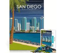 1000-piece Puzzle for Adults San Diego California Fine Joint Fun Smart Challenge Fun Quiet Game Time Birthday Hobby Gift (38x26cm)